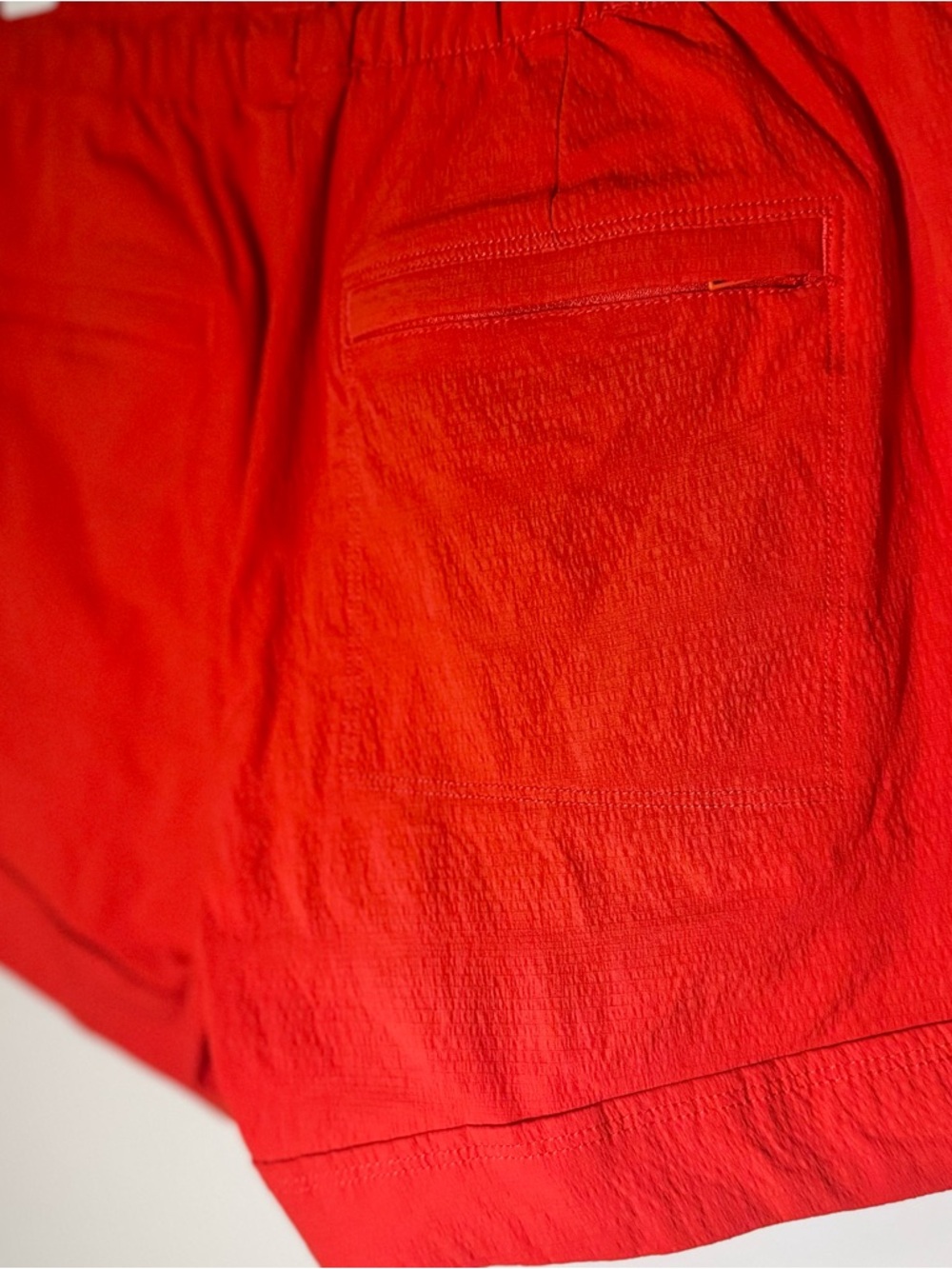 Athleta Trekkie Paper Bag Shorts Torch Red Discontinued Style Bungee Waist - Picture 5 of 6